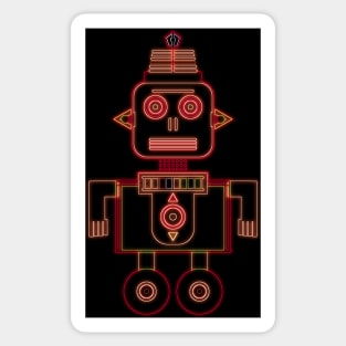 Neon Red Robot Sticker